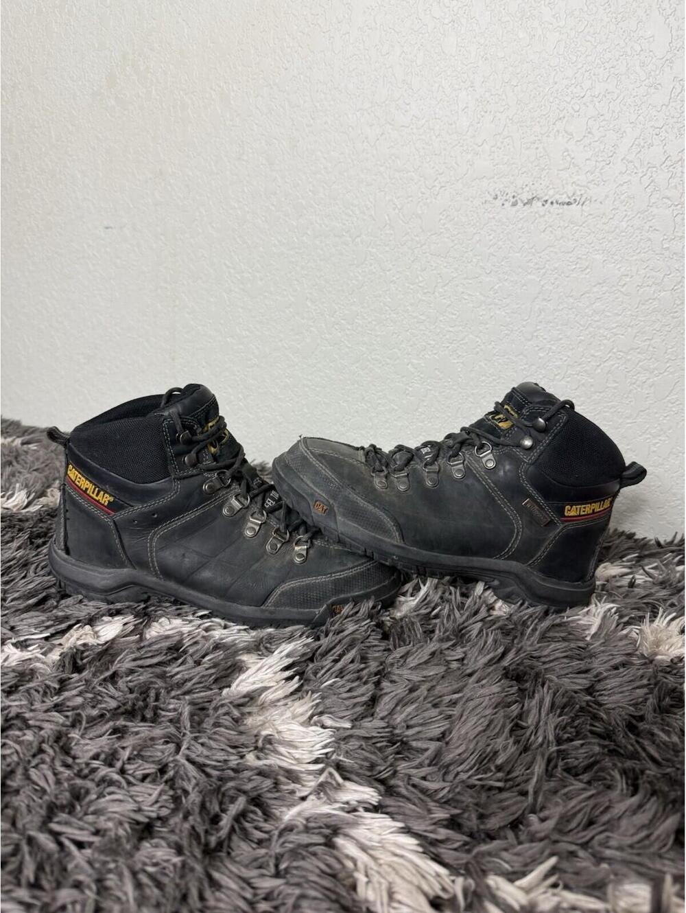 CAT Caterpillar Threshold Mens Steel Toe Work Boots Size 8.5 Black Waterproof